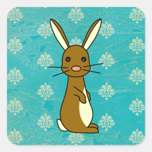 Pegatina Cuadrada Bunbun - Conejo Marrón Cute
