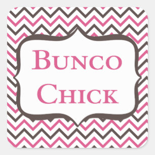 Pegatina Cuadrada Bunco Chick Con Diseño Chevron