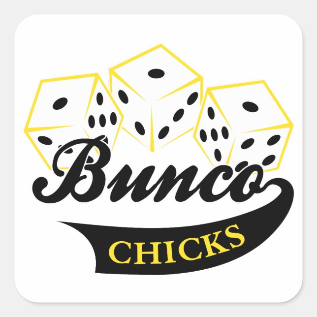 Pegatina Cuadrada Bunco Chicks (Anverso)
