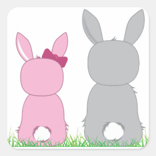 Pegatina Cuadrada Bunnies de Pascua