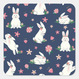 Pegatina Cuadrada Bunnies de vacaciones