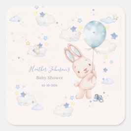 Pegatina Cuadrada Bunny Baby Shower Boy