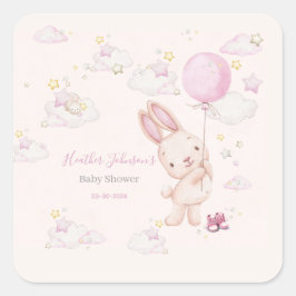 Pegatina Cuadrada Bunny Baby Shower Chica