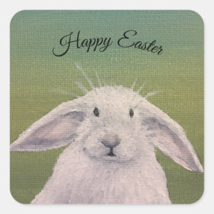 Pegatina Cuadrada Bunny blanco