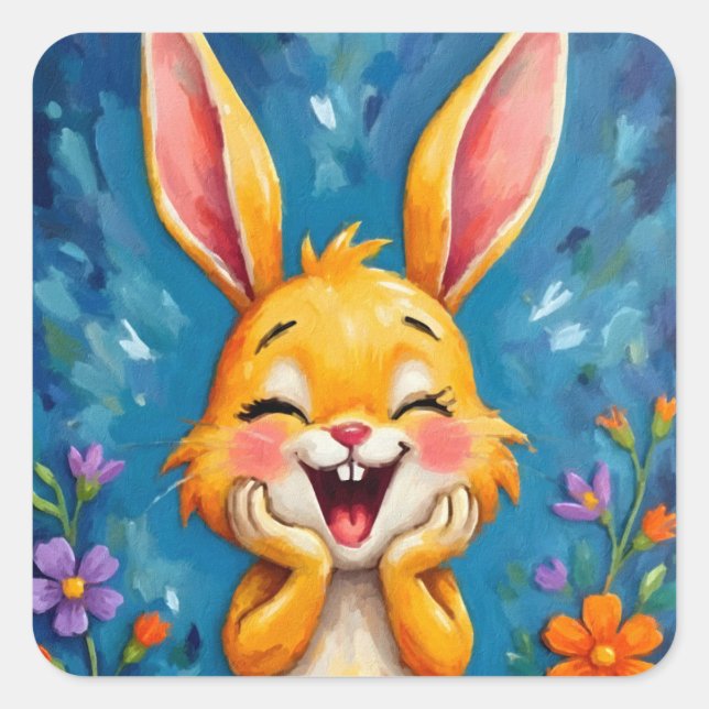 Pegatina Cuadrada Bunny Bliss (Anverso)