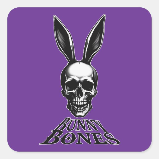 Pegatina Cuadrada Bunny Bones – Gothic Easter Bunny - Autocolante (Anverso)