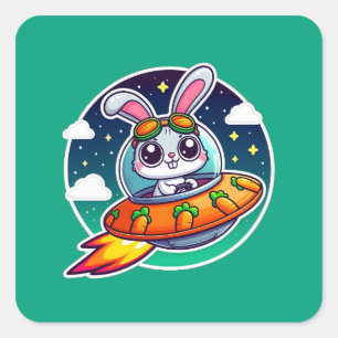 Pegatina Cuadrada Bunny de OVNI