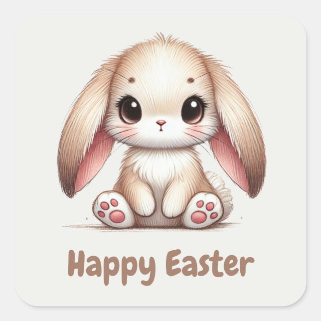 Pegatina Cuadrada Bunny Eared Wonder (Anverso)