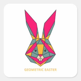 Pegatina Cuadrada Bunny geométrico de Pascua