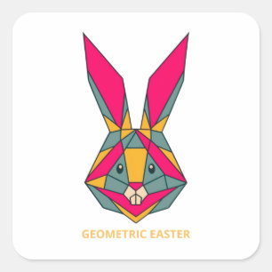 Pegatina Cuadrada Bunny geométrico de Pascua