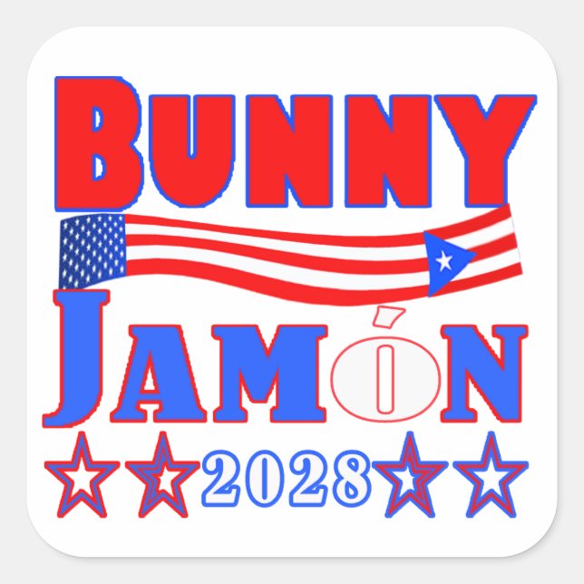 Pegatina Cuadrada bunny jamon sticker (Anverso)
