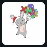Pegatina Cuadrada Bunny Merry Christmas Winter Animals Rabbit<br><div class="desc">El conejo para Navidades con globos de Navidad. Animales divertidos con regalos y nieve para las vacaciones. También es gracioso para los Navidades en julio. Hasen son animales dulces y perfectos para los Navidades.</div>