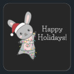 Pegatina Cuadrada Bunny Merry Christmas Winter Animals Rabbits<br><div class="desc">El conejo para Navidades con luces de hadas. Animales divertidos con regalos y nieve para las vacaciones. También es gracioso para los Navidades en julio. Hasen son animales dulces y perfectos para los Navidades.</div>