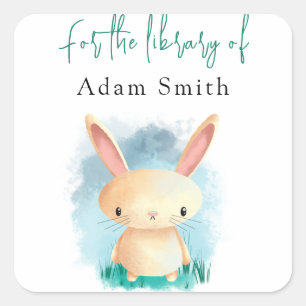 Pegatina Cuadrada Bunny - para la biblioteca de
