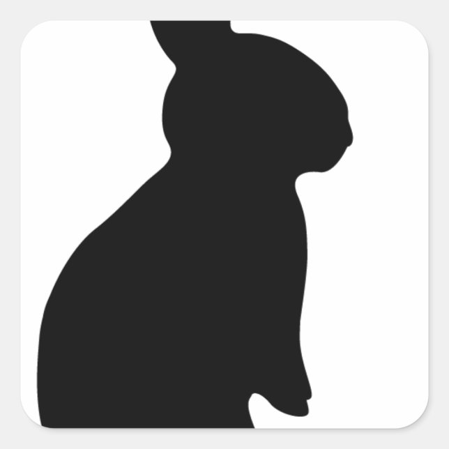 Pegatina Cuadrada Bunny Rabbit Silhouette (Anverso)