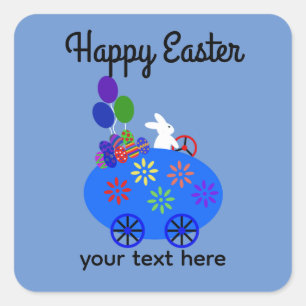 Pegatina Cuadrada Bunny Riding Egling Car #3-2 Pegatinas