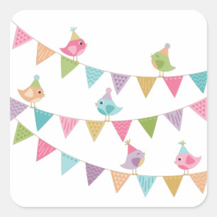 Pegatina Cuadrada Bunting Cute Bird