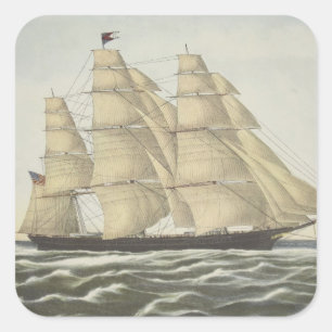 Pegatina Cuadrada Buque Clipper, Nube Voladora