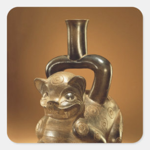 Pegatina Cuadrada Buque con el puma, cultura de Chavin, c.90 A.C.