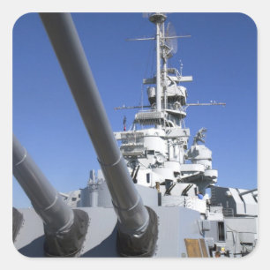 Pegatina Cuadrada Buque de guerra USS Alabama en el Memorial del Aco