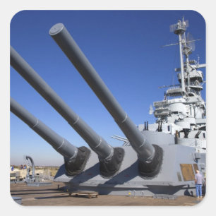 Pegatina Cuadrada Buque de guerra USS Alabama en el Memorial del Aco
