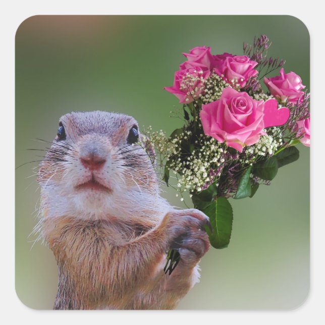 Pegatina Cuadrada Buqué de marmot (Anverso)