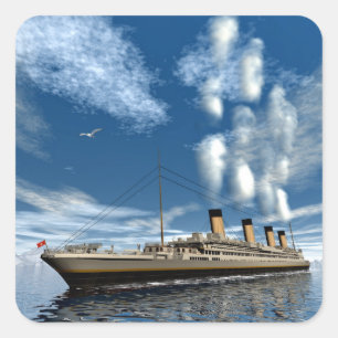 Pegatina Cuadrada Buque Titanic