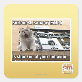 Pegatina Cuadrada Burbon St. Balcony Kitteh