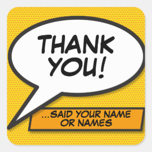 Pegatina Cuadrada Burbuja de diálogo de arte pop de cómic personaliz