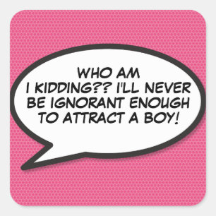 Pegatina Cuadrada Burbuja de Mensaje Divertida Retro