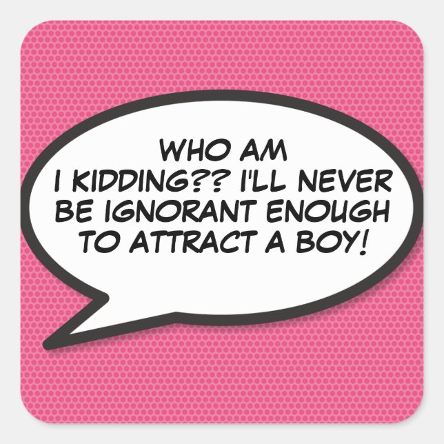 Pegatina Cuadrada Burbuja de Mensaje Divertida Retro (Anverso)