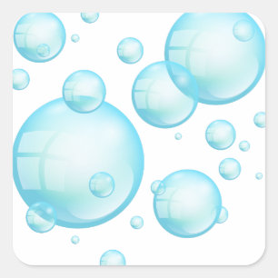 Pegatina Cuadrada Burbujas de aire Shampoo azul turquesa