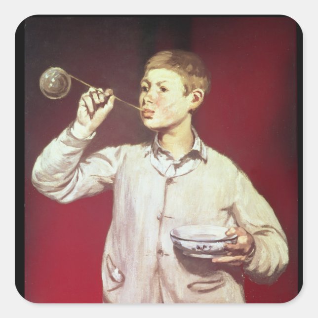 Pegatina Cuadrada Burbujas de chico que soplan, 1867-69 (Anverso)
