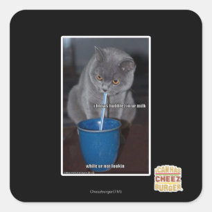 Pegatina Cuadrada Burbujas de los soplos en leche del ur