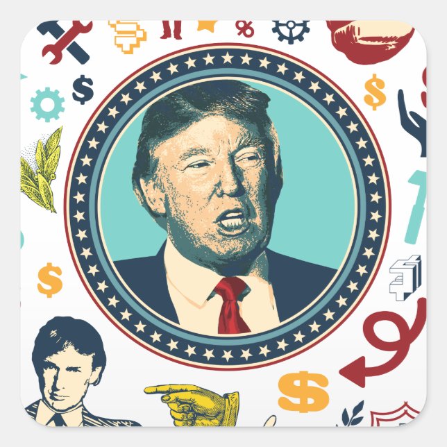 Pegatina Cuadrada burdo donald trump (Anverso)