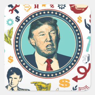 Pegatina Cuadrada burdo donald trump
