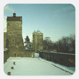 Pegatina Cuadrada Burg Stolpen, construido c.1100