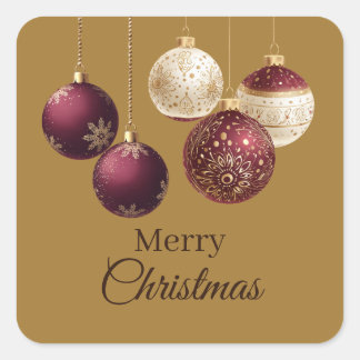 Pegatina Cuadrada Burgundy and gold faux glitter