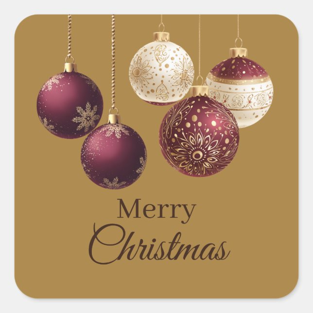 Pegatina Cuadrada Burgundy and gold faux glitter (Anverso)