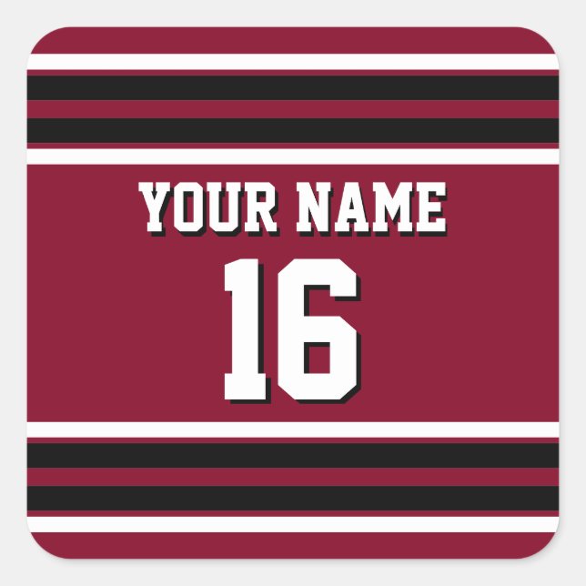 Pegatina Cuadrada Burgundy Black Whats Team Jersey Personalizado Nom (Anverso)