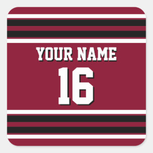 Pegatina Cuadrada Burgundy Black Whats Team Jersey Personalizado Nom