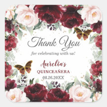Burgundy Blush Floral Quinceañera Mariposas