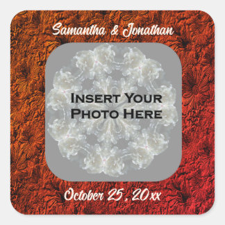 Pegatina Cuadrada Burgundy Daisies Floral Boda personalizada foto