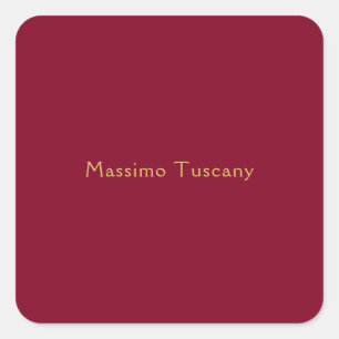Pegatina Cuadrada Burgundy Gold Profesional Minimalista Moderno Text