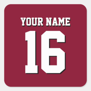 Pegatina Cuadrada Burgundy Sporty Team Jersey