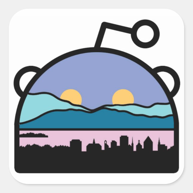 Pegatina Cuadrada Burlington, Logo de VT Sub Reddit (Anverso)