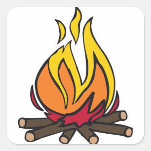 Pegatina Cuadrada Burning Campfire