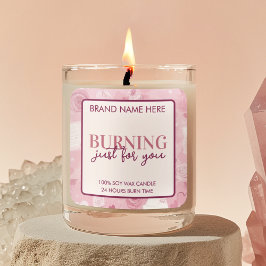 Pegatina Cuadrada Burning Just For You Valentine's Day Candle Label