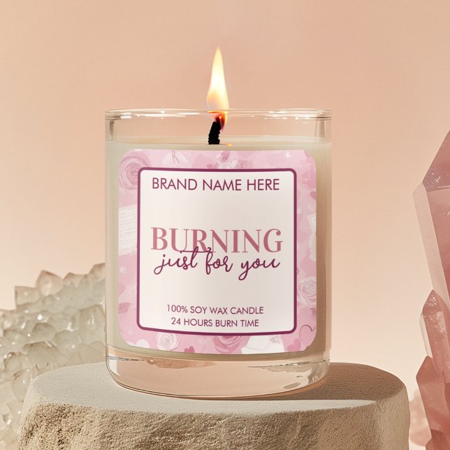 Pegatina Cuadrada Burning Just For You Valentine's Day Candle Label (Subido por el creador)