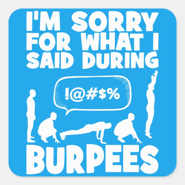 Pegatina Cuadrada BURPEES - Divertidos ejercicios de Novedad (Anverso)